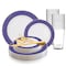 Smarty Had A Party White with Gold Spiral on Blue Rim Plastic Wedding Value Set, 720PK 670BGVS120 - alternate 1